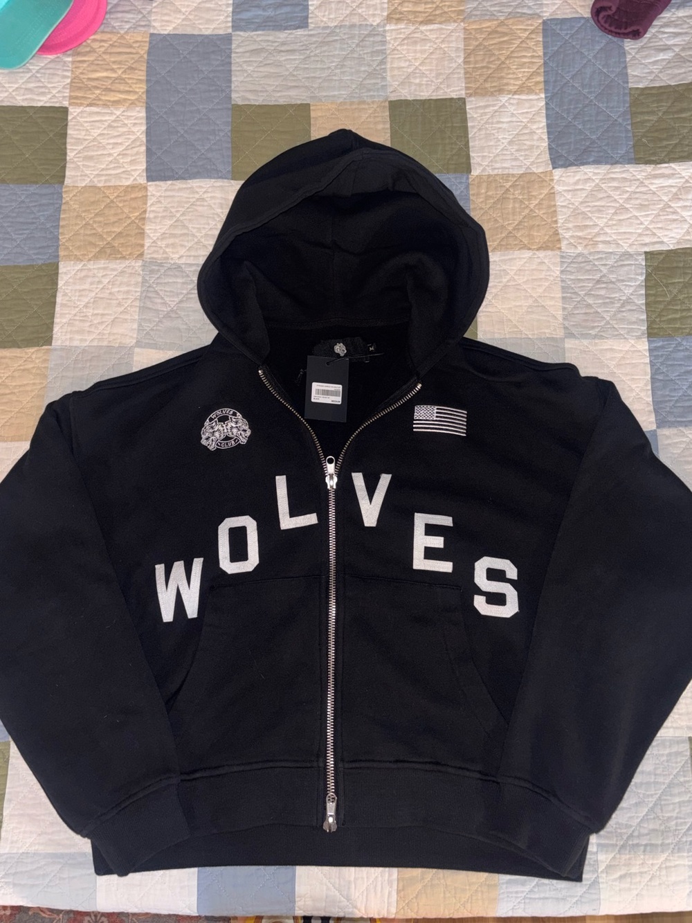 Darc Sport Black Zip-Up Hoodie with White WOLVES Lettering